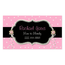 Carte de date rose, blanche, et noire de jeu de ma cartes de visite personnelles