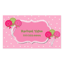 Carte de date rose et verte de jeu de Lollypops Carte De Visite