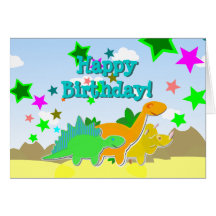 Carte de dinosaures de joyeux anniversaire
