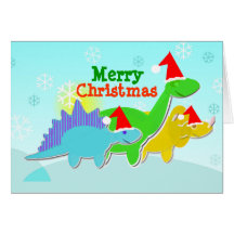 Carte de dinosaures de Joyeux Noël avec le plat de
