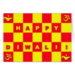 Carte de Diwali de contrôle de rouge et de jaune