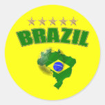 Carte de drapeau de Brésilien du Brésil de ballon  Autocollants