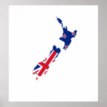 Carte de drapeau de la Nouvelle Zélande normale Poster