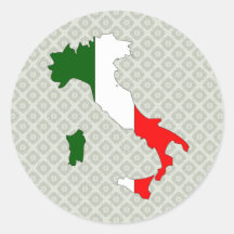 Carte de drapeau de l'Italie normale Autocollants Ronds
