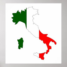 Carte de drapeau de l'Italie normale Posters