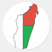 Carte de drapeau du Madagascar Autocollant Rond