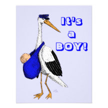 Carte de faire-part de naissance de cigogne de la 