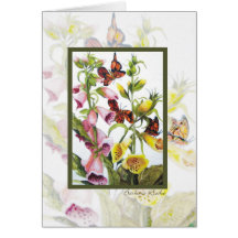 Carte de fleurs et de papillons