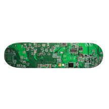 Carte de geek d'ordinateur - vert planches à roulettes customisées