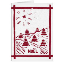 Carte de gravure sur bois en Noel de Noël, blanche