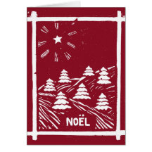Carte de gravure sur bois en Noel de Noël, rouge