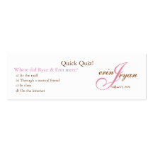 Carte de jeu-concours de mariage cartes de visite professionnelles
