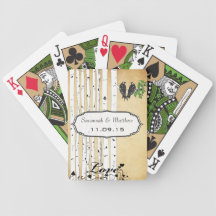 Carte de jeu vintage de cadeau de mariage d'insépa jeux de 52 cartes