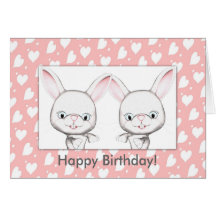 Carte de joyeux anniversaire de lapins de bébé