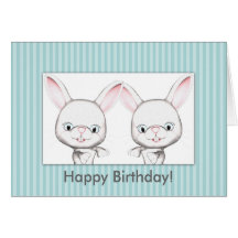 Carte de joyeux anniversaire de lapins de bébé