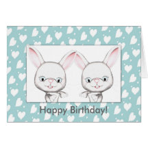 Carte de joyeux anniversaire de lapins de bébé