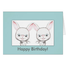Carte de joyeux anniversaire de lapins de bébé