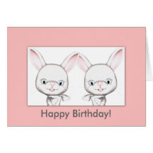 Carte de joyeux anniversaire de lapins de bébé