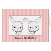 Carte de joyeux anniversaire de lapins de bébé
