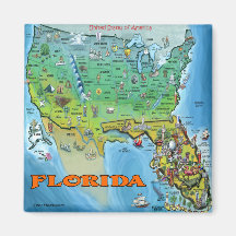Carte de la Floride Etats-Unis Aimants Pour Réfrigérateur
