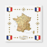 Carte de la France + Aimant de drapeaux