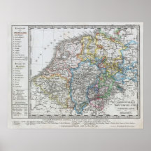 Carte de la Hollande 1862 - par Justus Perthes Posters