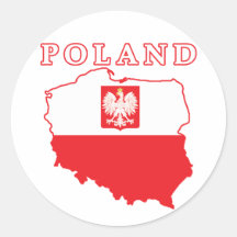 Carte de la Pologne avec Eagle Adhésifs Ronds