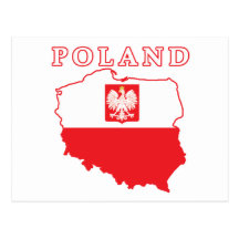 Carte de la Pologne avec Eagle Cartes Postales