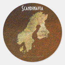 Carte de la SCANDINAVIE sur des autocollants de la