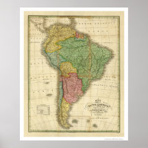 Carte de l'Amérique du Sud par Finley 1826 Posters