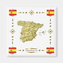 Carte de l'Espagne + Aimant de drapeaux