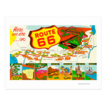 Carte de l'itinéraire 66 de Los Angeles vers Chica Carte Postale