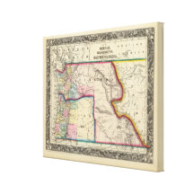 Carte de l'Orégon, Washington Toiles Tendues Sur Châssis