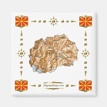 Carte de Macédoine + Aimant de drapeaux