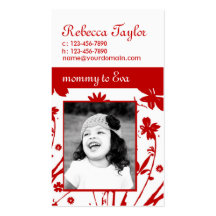 Carte de maman avec la photo, fleur rouge carte de visite