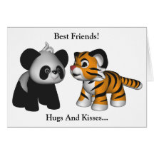 Carte de meilleurs amis de panda de tigre de Kawai