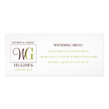 Carte de menu de mariage avec le logo fait sur com faire-part