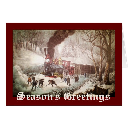 Carte de Noël attachée de train de neige