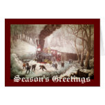 Carte de Noël attachée de train de neige