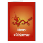 Carte de Noël chinoise de dragon de rouge et d'or