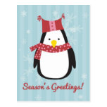 Carte de Noël comportant le pingouin mignon cartes postales
