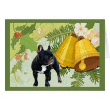 Carte de Noël de bouledogue français Bells