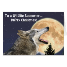 Carte de Noël de défenseur de faune d'art de loup 