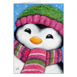 Carte de Noël de fête mignonne de poussin de pingo cartes
