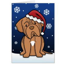 Carte de Noël de Kawaii Dogue de Bordeaux
