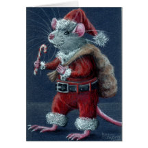 Carte de Noël de rat de Père Noël