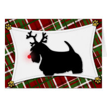 Carte de Noël de renne de Terrier d'écossais