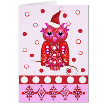 Carte de Noël décorative mignonne avec le hibou de