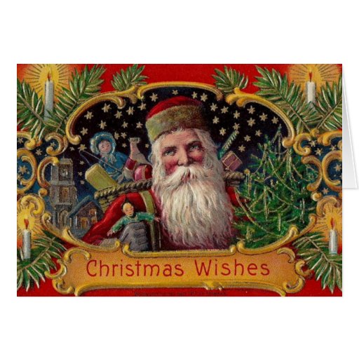 Carte de Noël démodée de Père Noël