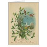 Carte de Noël d'oiseau de gui